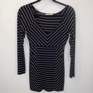 Arden B Black White Pinstripe Long Sleeve Short Mini Dress Juniors L Holiday